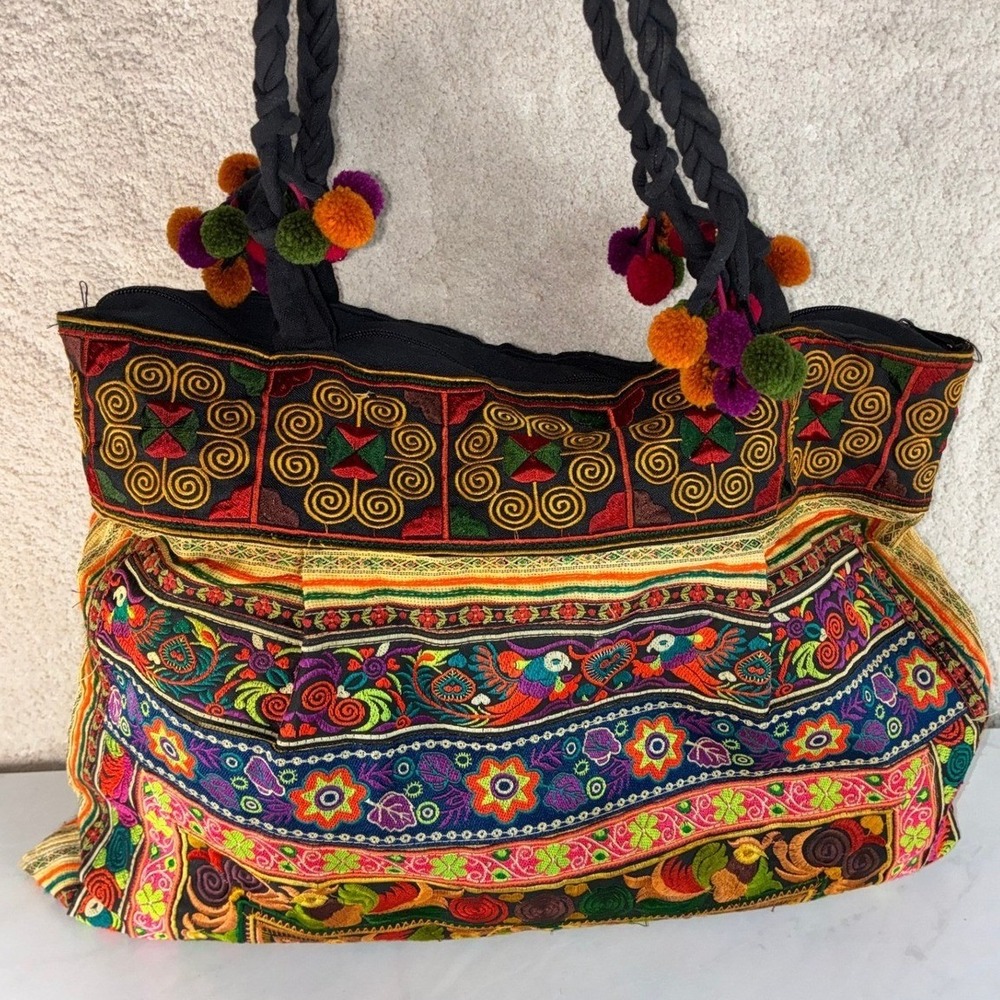 Artisan Multicolor Embroidered Tote Bag - Large - Eclectic Carpet Bag f